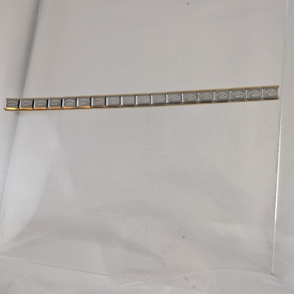 STAINLESS STEEL ITALIAN CHARM BRACELET/9MM/ BRUSHED GOLD w/ GOLD TRIM/ BRAND NEW - Picture 3 of 4